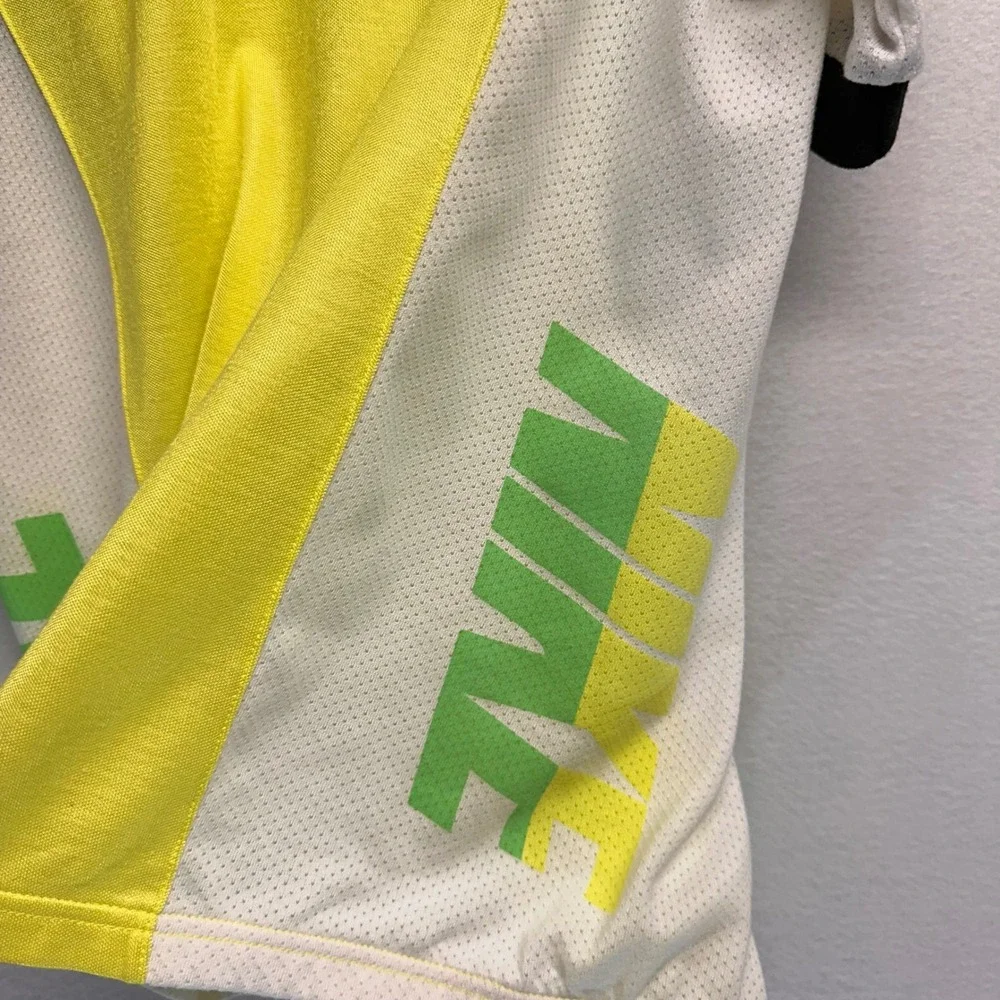 VTG Nike Cycling Jersey Mens S Neon Yellow Green 90s Quarter Zip Mesh Pockets